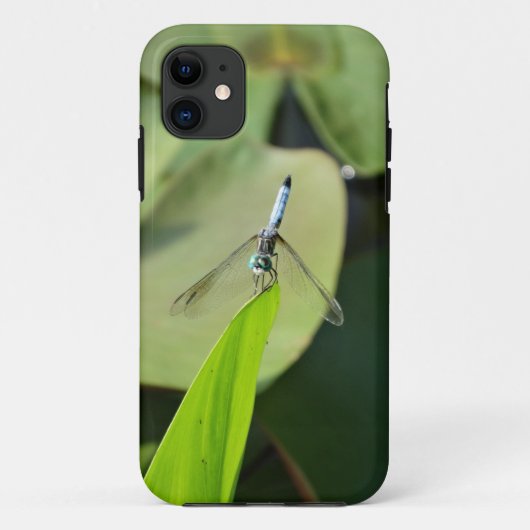 Blauwe Dragonfly op een groen blad. Case-Mate iPhone Case (Achterkant)