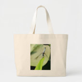 Blauwe Dragonfly op een groen blad Grote Tote Bag (Voorkant)