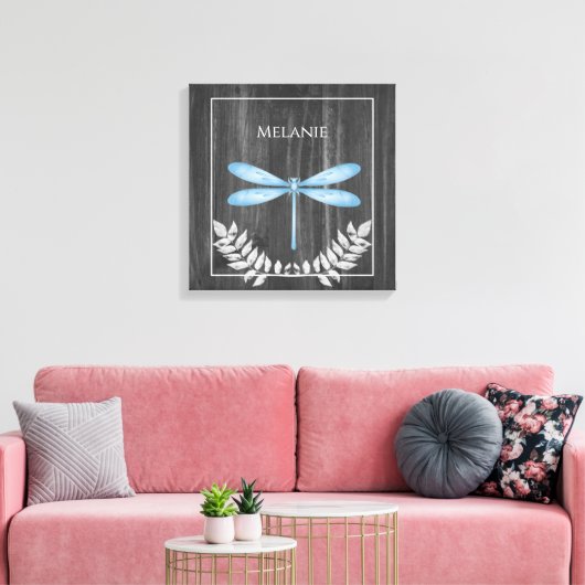 Blauwe dragonfly Rustic Canvas afdrukken (Insitu (Woonkamer))