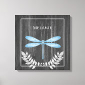 Blauwe dragonfly Rustic Canvas afdrukken (Voorkant)
