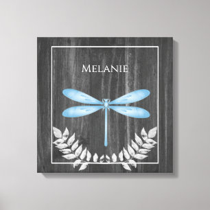 Blauwe dragonfly Rustic Canvas afdrukken