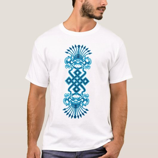 Blauwe dragons en Shirt Tibetan Knot (Voorkant)