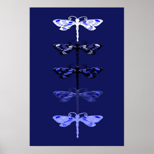 Blauwe dragons poster