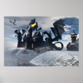 Blauwe dragons Poster van Michelle Wilder (Voorkant)