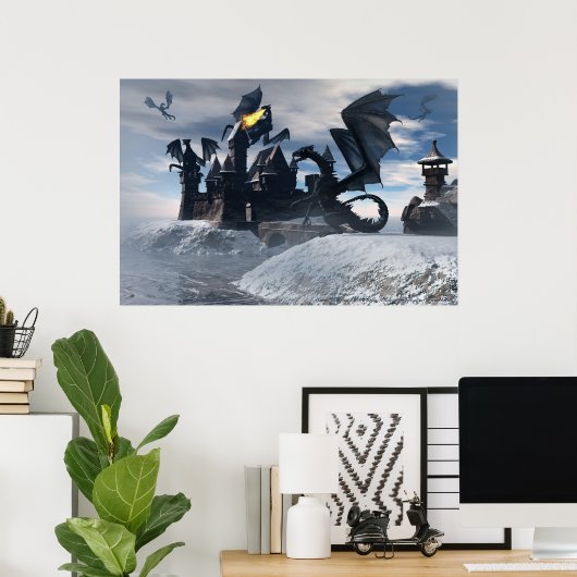 Blauwe dragons Poster van Michelle Wilder (Thuiskantoor)