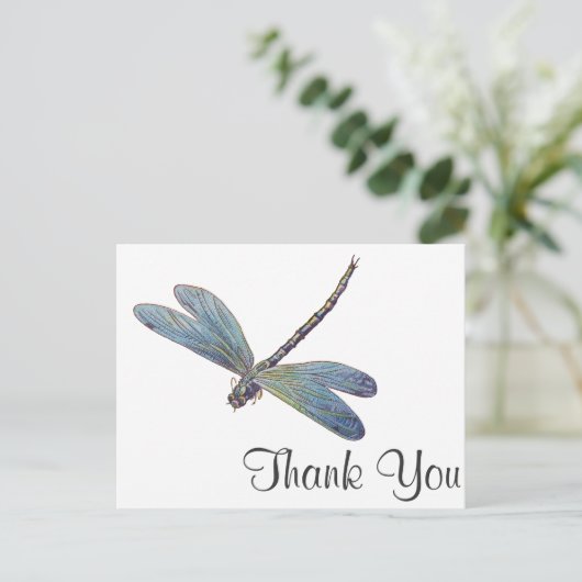  blauwe dragonvlieg briefkaart (Staand voorkant)