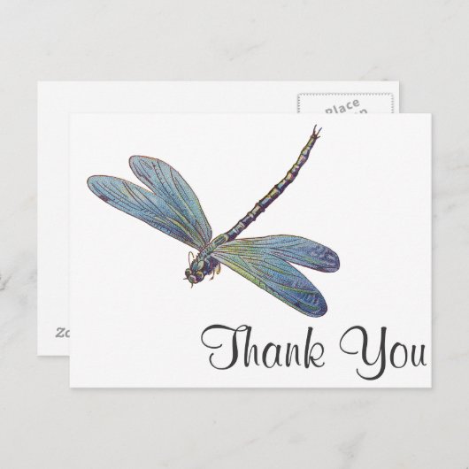 blauwe dragonvlieg briefkaart (Voorkant / Achterkant)