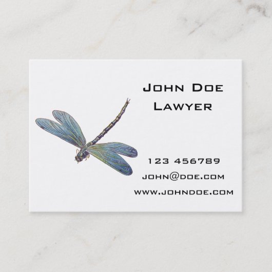  blauwe dragonvlieg visitekaartje (Voorkant)