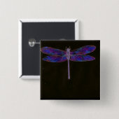 Blauwe dragonvlieskunst vierkante button 5,1 cm (Voorkant /achterkant)