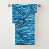 Blauwe dragonvliesschildering bad handdoek (Insitu)