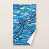 Blauwe dragonvliesschildering bad handdoek (Handdoek)