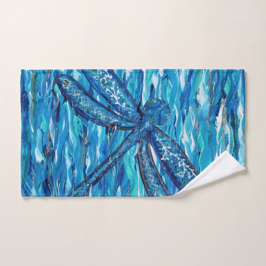 Blauwe dragonvliesschildering bad handdoek (Handdoek)