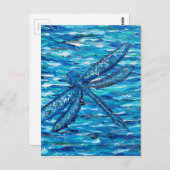 Blauwe dragonvliesschildering briefkaart (Voorkant / Achterkant)