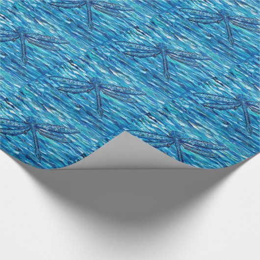Blauwe dragonvliesschildering cadeaupapier (Hoek)