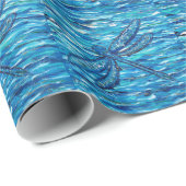 Blauwe dragonvliesschildering cadeaupapier (Rol Hoek)