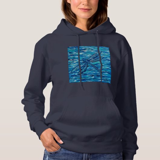 Blauwe dragonvliesschildering hoodie (Voorkant)