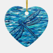 Blauwe dragonvliesschildering keramisch ornament (Voorkant)