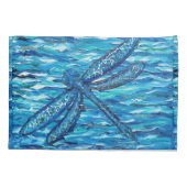 Blauwe dragonvliesschildering kussensloop (Achterkant)