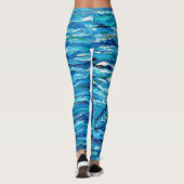 Blauwe dragonvliesschildering leggings (Achterkant)