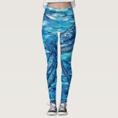 Blauwe dragonvliesschildering leggings (Voorkant)