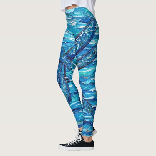 Blauwe dragonvliesschildering leggings (Links)