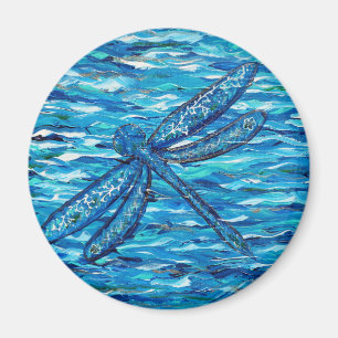 Blauwe dragonvliesschildering magneet