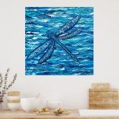 Blauwe dragonvliesschildering poster (Keuken)