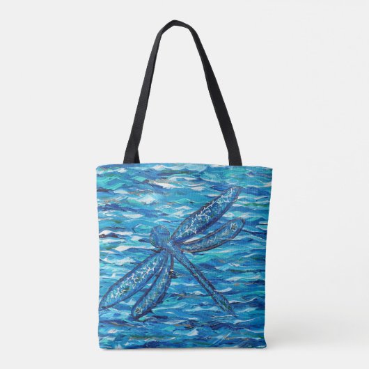 Blauwe dragonvliesschildering tote bag (Achterkant)