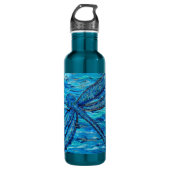 Blauwe dragonvliesschildering waterfles  (Voorkant)