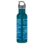 Blauwe dragonvliesschildering waterfles  (Achterkant)