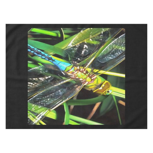 Blauwe dragonvliesschilderingen tafelkleed (Voorkant (Horizontaal))
