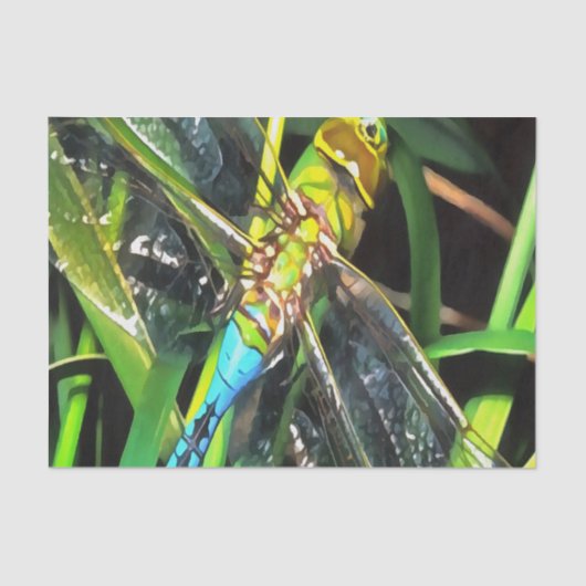 Blauwe dragonvliesschilderingen tissuepapier (Voorkant)