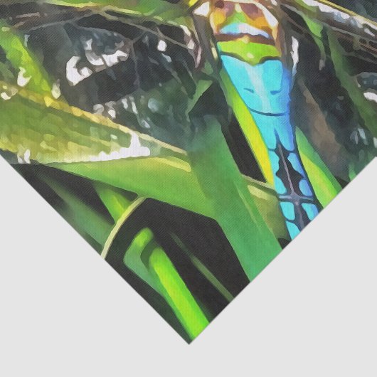 Blauwe dragonvliesschilderingen tissuepapier (Detail)