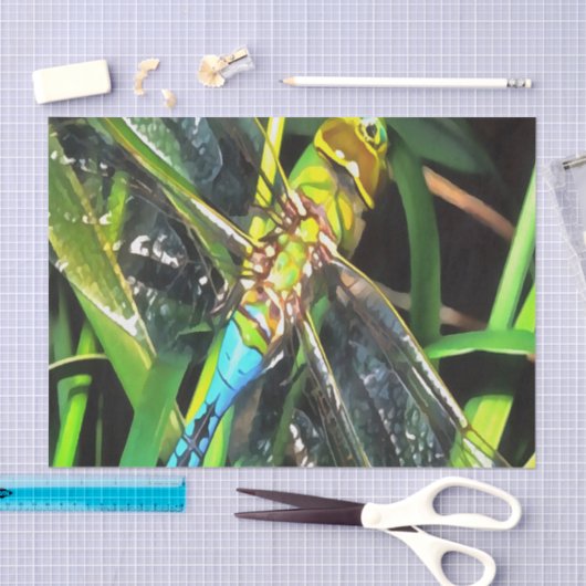 Blauwe dragonvliesschilderingen tissuepapier (Craft)