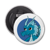Blauwe drakencartoon button flesopener (Voorkant)