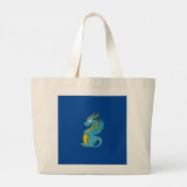 Blauwe drakencartoon grote tote bag (Achterkant)