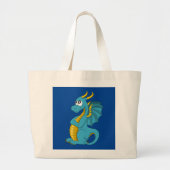 Blauwe drakencartoon grote tote bag (Voorkant)