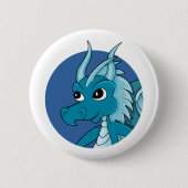 Blauwe drakencartoon ronde button 5,7 cm (Voorkant)