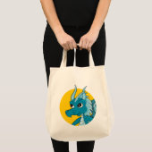 Blauwe drakencartoon tote bag (Voorkant (product))