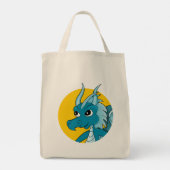 Blauwe drakencartoon tote bag (Achterkant)