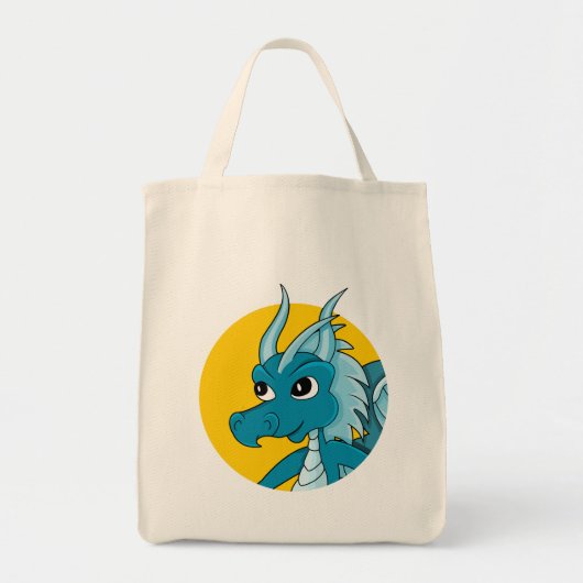 Blauwe drakencartoon tote bag (Voorkant)