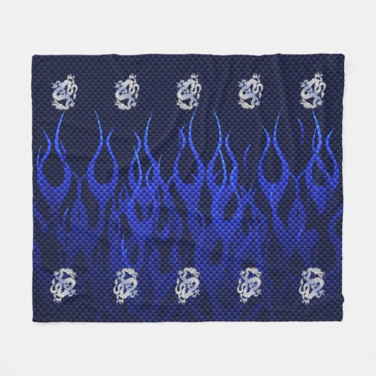 Blauwe drakenchroom zoals koolstofvezelvlammen fleece deken (Voorkant (Horizontaal))