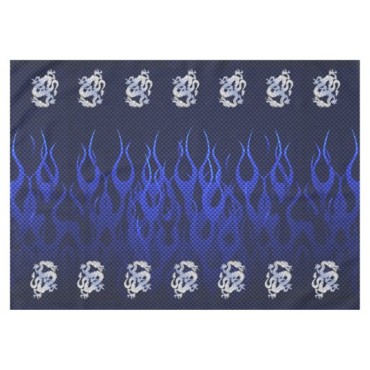 Blauwe drakenchroom zoals koolstofvezelvlammen tafelkleed (Voorkant (Horizontaal))