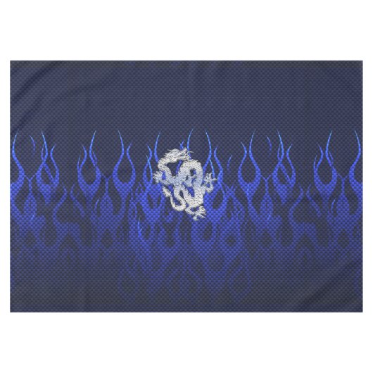 Blauwe drakenchroom zoals koolstofvezelvlammen tafelkleed (Voorkant (Horizontaal))