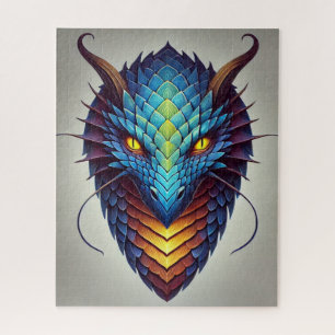 Blauwe drakenkop legpuzzel