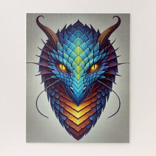 Blauwe drakenkop legpuzzel (Verticaal)