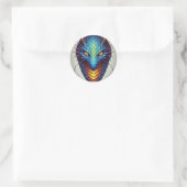 Blauwe drakenkop ronde sticker (Tas)