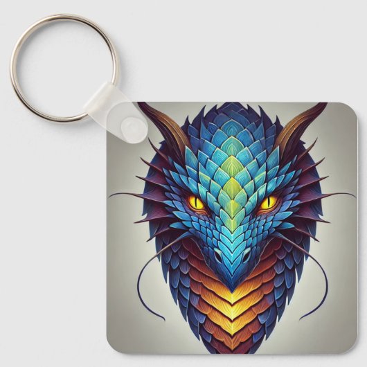 Blauwe drakenkop sleutelhanger (Voorkant)