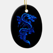 Blauwe drakenornament keramisch ornament (Achterkant)