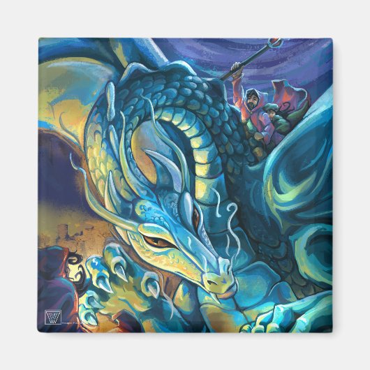 Blauwe Drakenruiter Magneet (Voorkant)